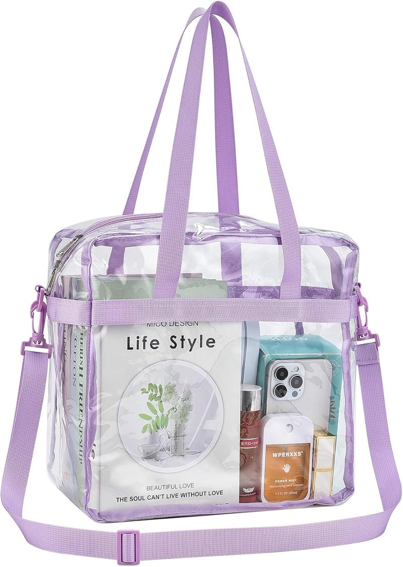 USPECLARE Clear Tote Bag for Stadium Events, 12x6x12 Transparent Stadium Bag for Work, Sports Games,Gym，Concerts - Image 1